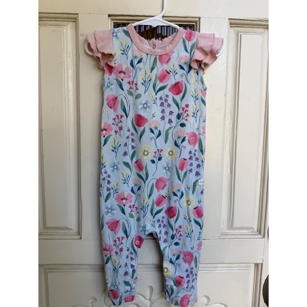 Loulou‎ LOLLIPOP Floral Ruffle Romper Tencel Organic Cotton Size 12-18 Months